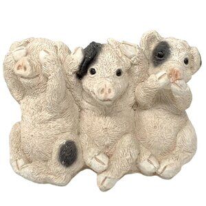 Stone Critters Figurine 3 Little Pigs See Hear Speak No Evil 4 Inch Piglets